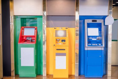 Lobideki renkli ATM kuyruğu. Arkaplan resmi.