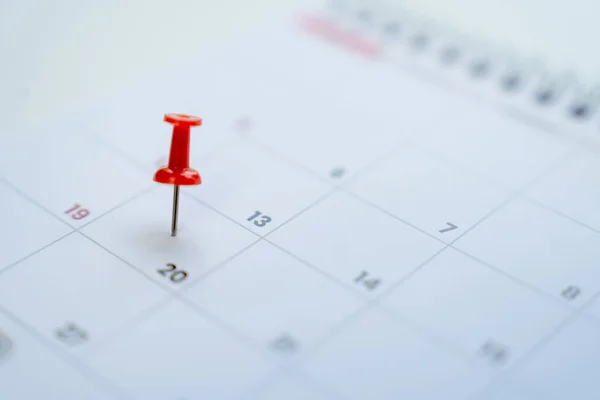 Vista Ravvicinata Dei Pin Rossi Con Calendario Evento Event Planner — Foto Stock