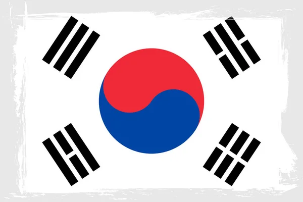 Bandera Corea Del Sur Bandera Con Pincel Grunge Taegukgi Ilustración — Archivo Imágenes Vectoriales