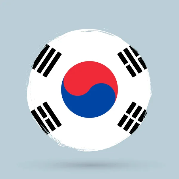 Vlag Van Zuid Korea Spandoek Met Grunge Borstel Taegukgi Vector — Stockvector