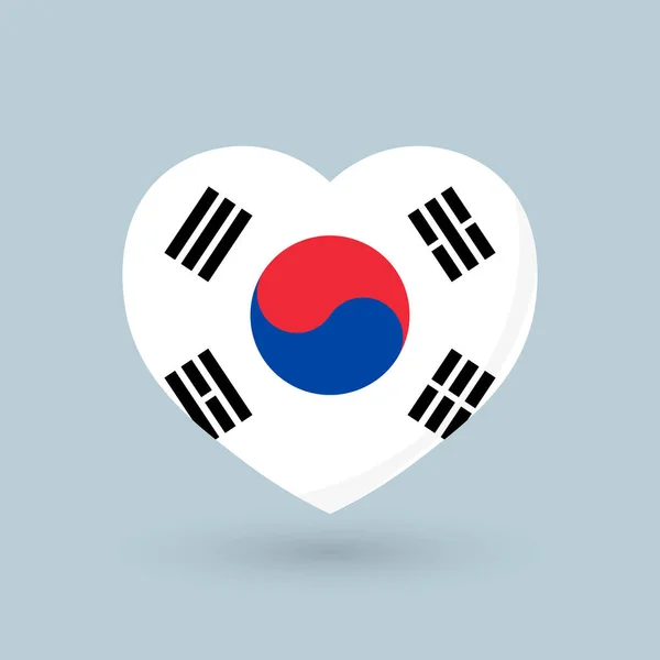 Hartsymbool Vlag Van Zuid Korea Vectorafbeelding — Stockvector