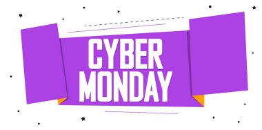 Siber Pazartesi Satışı, indirimli poster tasarımı şablonu. Mağaza veya çevrimiçi mağaza için tanıtım pankartı, vektör illüstrasyonu.