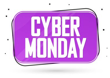 Siber Pazartesi Satışı, indirimli poster tasarımı şablonu. Mağaza veya çevrimiçi mağaza için tanıtım pankartı, vektör illüstrasyonu.