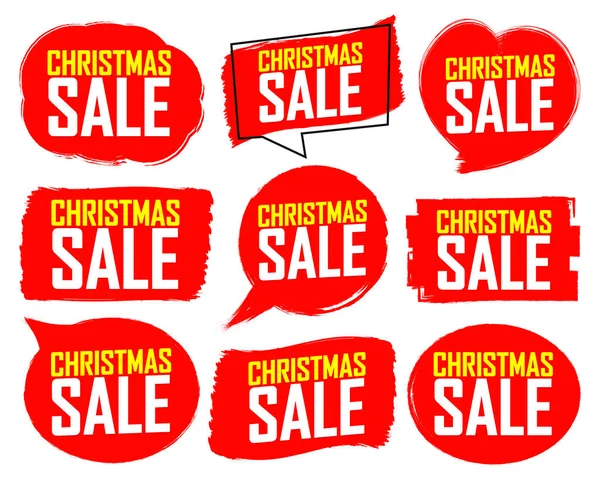 Set Kerstmis Sale Banners Design Sjabloon Kerst Korting Labels Winter — Stockvector