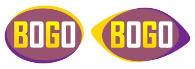 1 alana 1 bedava. BOGO pankartları tasarım şablonu, satış etiketleri koleksiyonu, vektör illüstrasyonunu ayarla