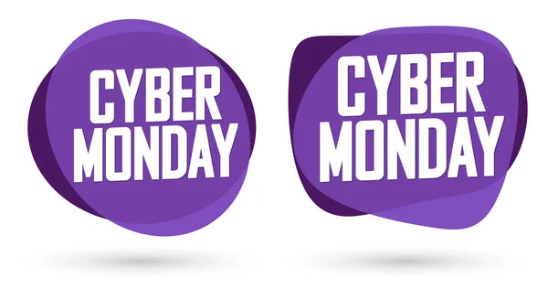Cyber Monday Set Sale Банери Шаблон Дизайну Дисконтні Мітки Пропозиції — стоковий вектор