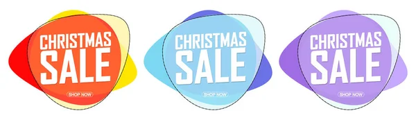 Christmas Sale Banners Design Template Set Xmas Discount Tags Offer — Stock Vector