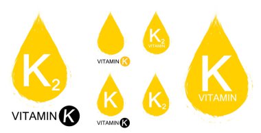 Vitamin K and K2, set icons, isolated symbols, vector illustration