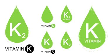 Vitamin K and K2, set icons, isolated symbols, vector illustration