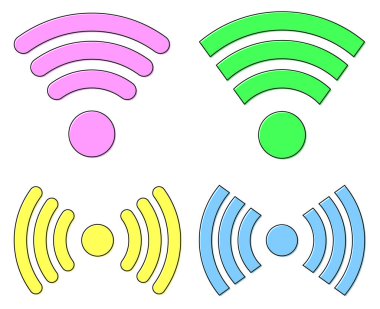 Wi Fi simgeleri, iletişim işaretleri, grafik tasarım şablonu, vektör illüstrasyonu