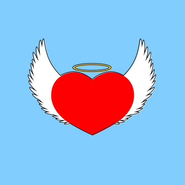 Serce Ikoną Skrzydeł Płaski Wzór Graficzny Znak Miłości Symbol Walentynki — Wektor stockowy