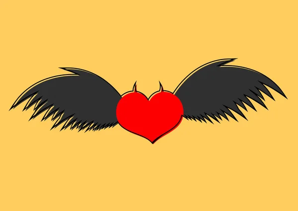 Coeur Avec Icône Ailes Modèle Conception Graphique Plat Signe Amour — Image vectorielle