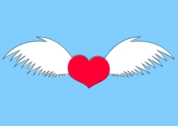 Сердце Крыльями Иконка Плоский Графический Шаблон Дизайна Знак Любви Символ — стоковый вектор