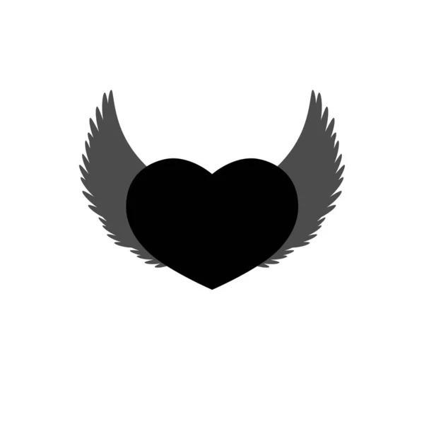 Heart Wings Icon Flat Graphic Design Template Love Sign Valentines — Stock Vector
