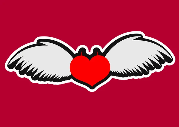 翼のアイコンとハート フラットグラフィックデザインテンプレート 愛のサイン バレンタインデーのシンボル ベクトルイラスト — ストックベクタ