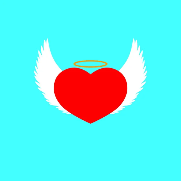 心有翅膀图标 平面图形设计模板 爱情标志 情人节标志 矢量插图 — 图库矢量图片