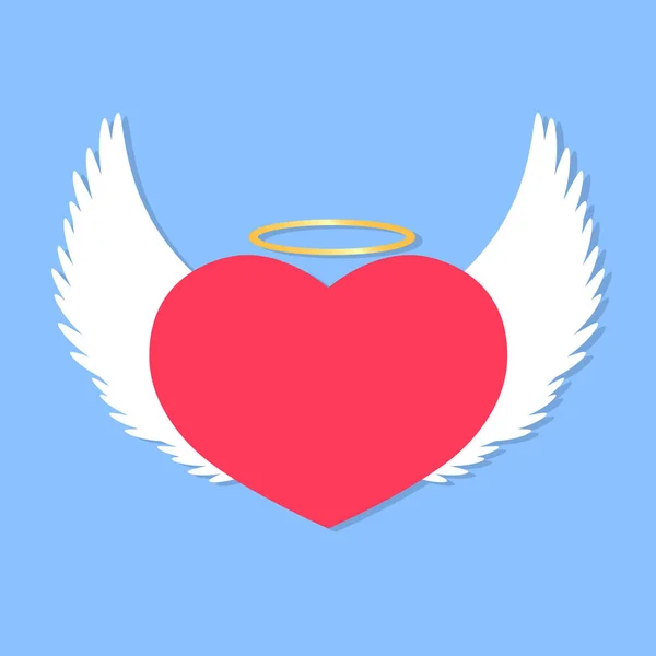 Serce Ikoną Skrzydeł Płaski Wzór Graficzny Znak Miłości Symbol Walentynki — Wektor stockowy