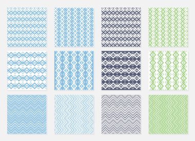 Geometrik, pürüzsüz desenler ayarlayın. Vektör illüstrasyonu