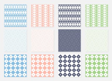 Geometrik, pürüzsüz desenler ayarlayın. Vektör illüstrasyonu
