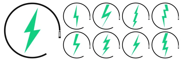 Встановіть Піктограми Заряджання Електромобіля Шаблон Графічного Дизайну Блискавкозатвор Паркінг Електричними — стоковий вектор