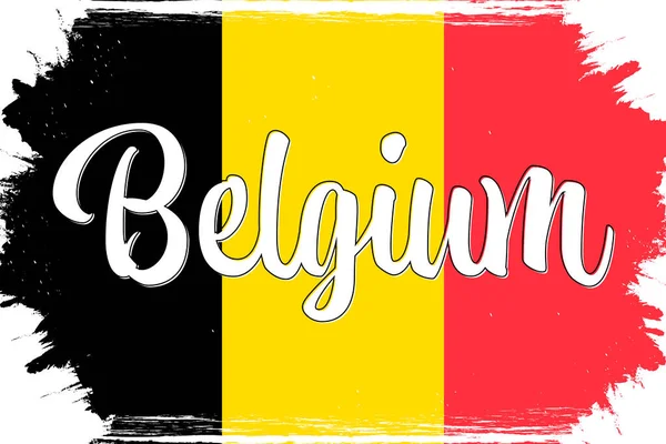 Belgium Flag Banner Grunge Brush Independence Day National Tricolor Original — Stock Vector