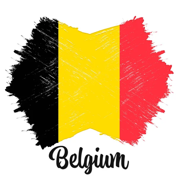 Флаг Бельгии Баннер Гранж Кисточкой День Независимости Национальный Триколор Оригинальных — стоковый вектор