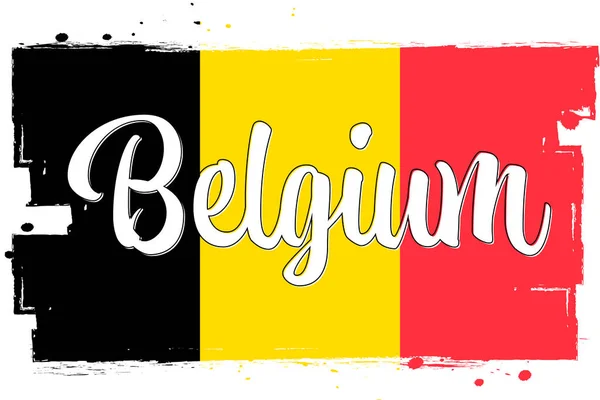 Drapeau Belgique Bannière Avec Brosse Grunge Jour Indépendance Tricolore National — Image vectorielle