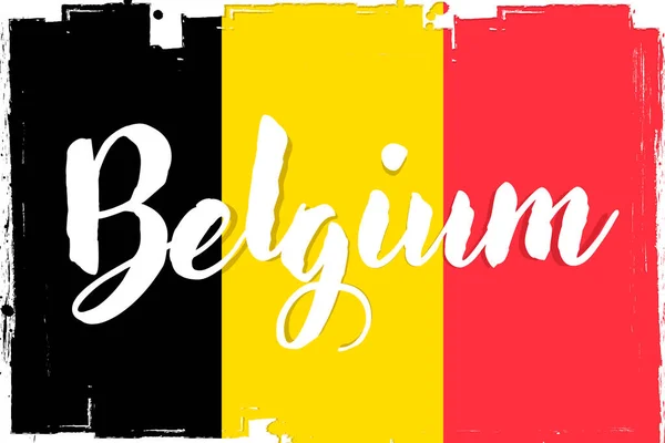 Bendera Belgia Spanduk Dengan Sikat Grunge Hari Kemerdekaan Tricolor Nasional - Stok Vektor