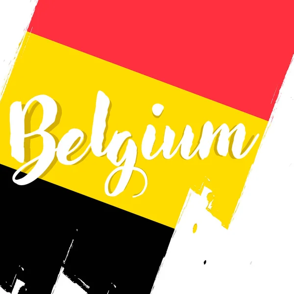 Belgická Vlajka Prapor Grunge Kartáčem Den Nezávislosti Národní Trikolóra Originálních — Stockový vektor