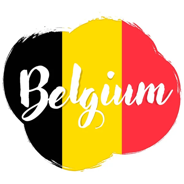 Bendera Belgia Spanduk Dengan Sikat Grunge Hari Kemerdekaan Tricolor Nasional - Stok Vektor