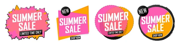 Summer Sale Set Discount Banners Promo Tags Design Template Vector — Stock Vector