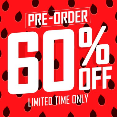 % 60 indirimli, poster tasarımı şablonu. Mağaza veya çevrimiçi mağaza için tanıtım pankartı, vektör illüstrasyonu.