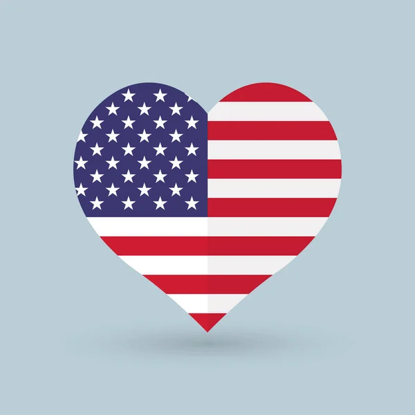 Heart Symbol Flag United States America Banner Grunge Brush — Stock Vector