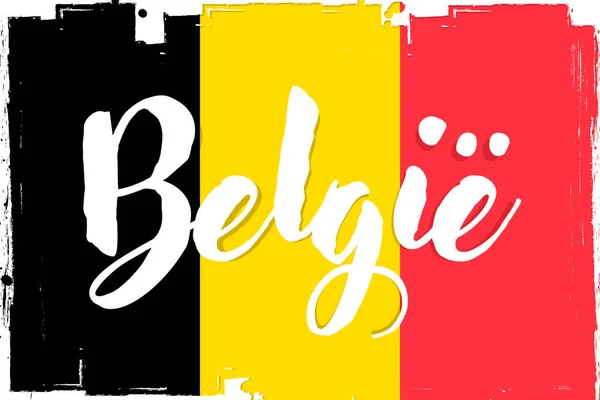 Bendera Belgia Spanduk Dengan Sikat Grunge - Stok Vektor