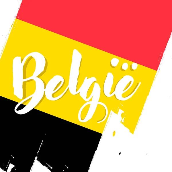 Bandiera Del Belgio Bandiera Con Pennello Grunge — Vettoriale Stock