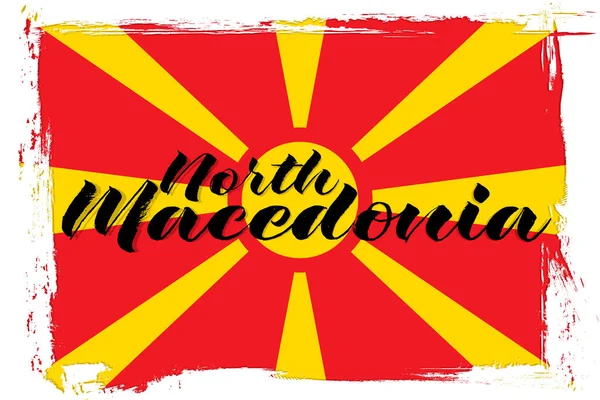Bandeira Macedônia Norte Bandeira Com Textura Grunge —  Vetores de Stock