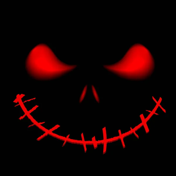 Halloween Miedo Cara Con Una Sonrisa Roja — Vector de stock