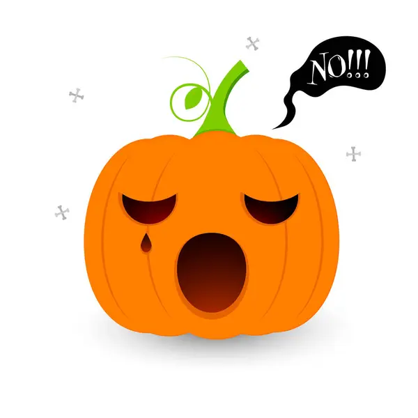 Halloween Pumpkin Sad Face Vector Illustration Isolated White — Stock Vector
