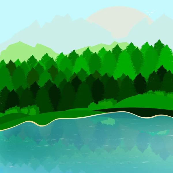 Forêt Verte Montagnes — Image vectorielle