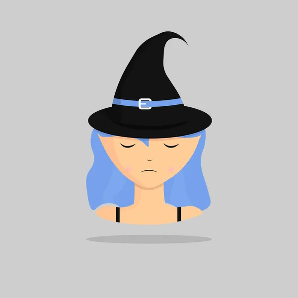 Witch Character Hat Halloween Vector Illustration Isolated White Background Flat — Stock Vector