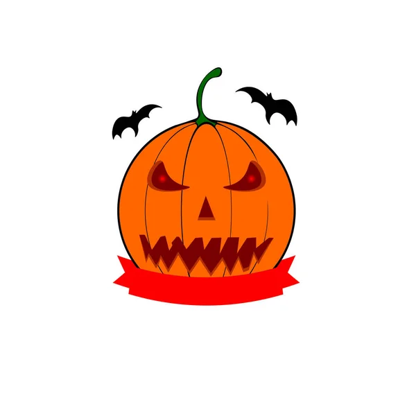 Calabaza Halloween Con Una Cara Miedo Sobre Fondo Blanco Ilustración — Archivo Imágenes Vectoriales