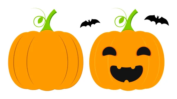 Calabaza Halloween Con Dos Calabazas Ilustración Vectorial — Archivo Imágenes Vectoriales