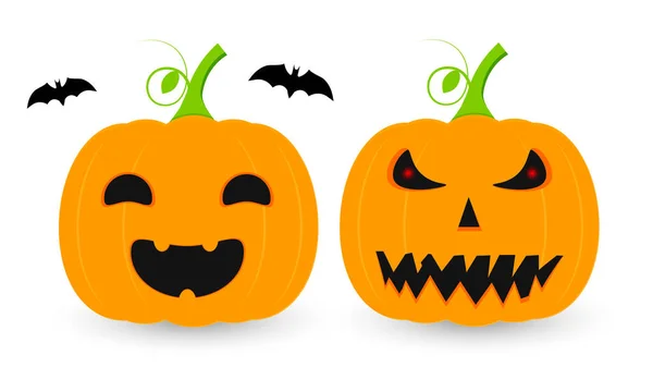 Calabaza Halloween Con Ojos Aterradores Ilustración Vectorial Aislada Sobre Fondo — Archivo Imágenes Vectoriales