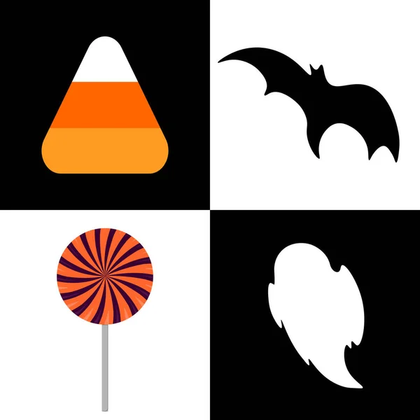 Set Quattro Icone Con Halloween — Vettoriale Stock