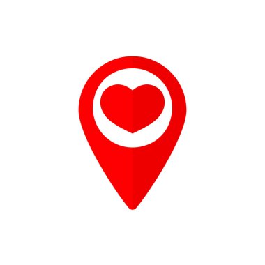 Pin konumu simgesi olan kalp. vektör