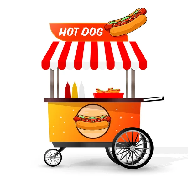 Hot Dog Nel Carrello Dei Fast Food Illustrazione Vettoriale — Vettoriale Stock