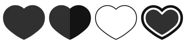 Černá Ikona Srdce Izolované Bílém Pozadí Valentýn Láska Spojit Vášeň — Stockový vektor