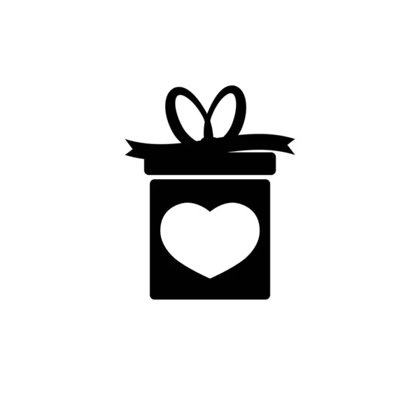 Gift Icon Black Vector Sign Editable Stroke Happy Valentines Day — Stock Vector