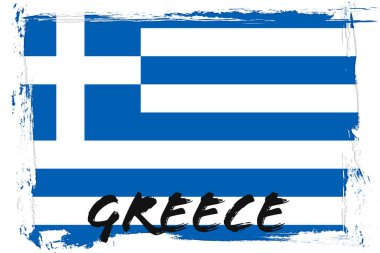 Fırça darbesi geçmişi olan Yunan bayrağı. vektör illüstrasyonu