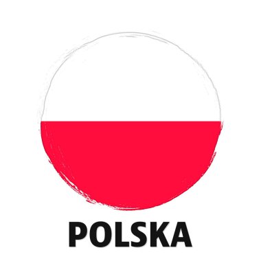 Polonya bayrağı. Fırça darbeleri. vektör illüstrasyonu.